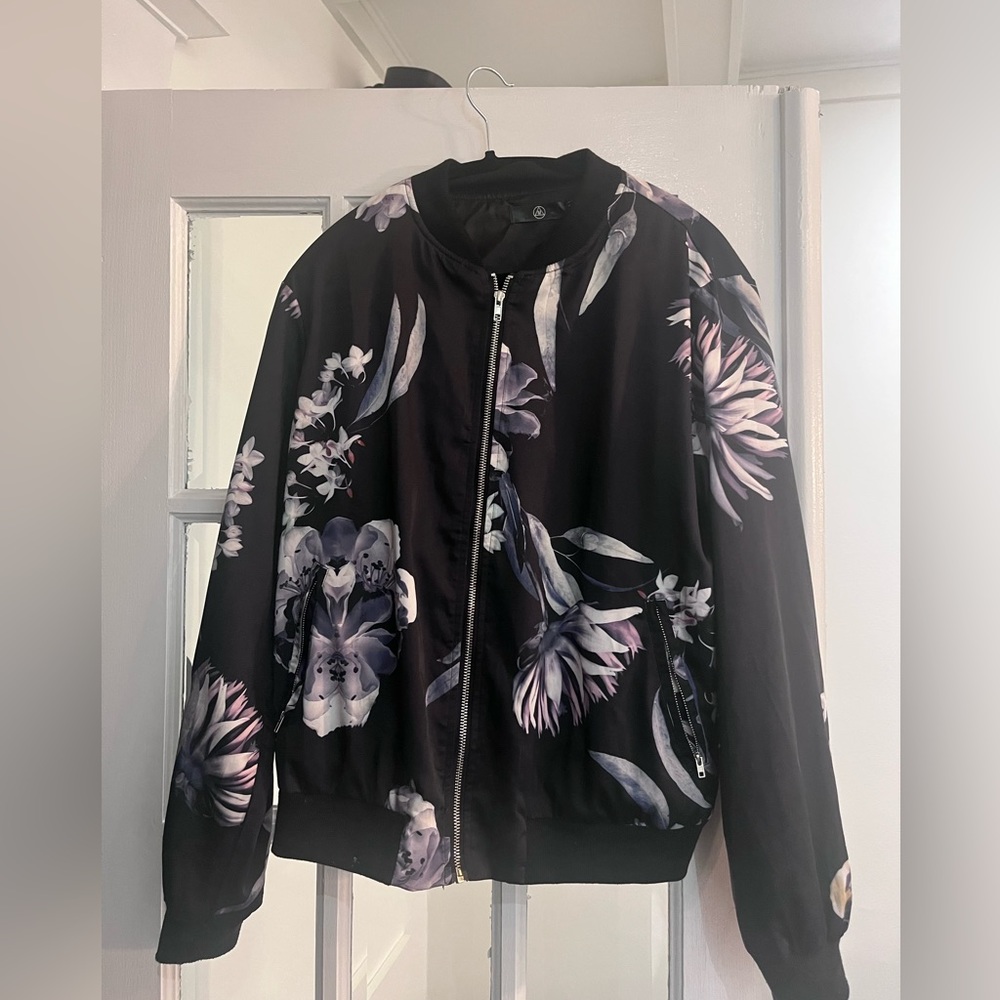 Nordstrom medium, bomber jacket, silk, floral pattern